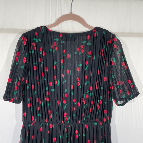NWT $388 The Kooples [ 4‎ (XL) ] V-Neck Cherry Print Asymmetric Dress #G903 - Picture 13 of 14